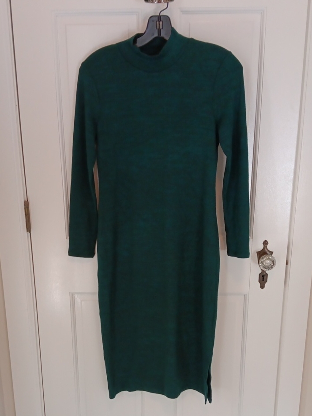 Banana Republic Luxespun Mock Neck Green Long Sleeve Midi Sweater Dress XSP NWOT